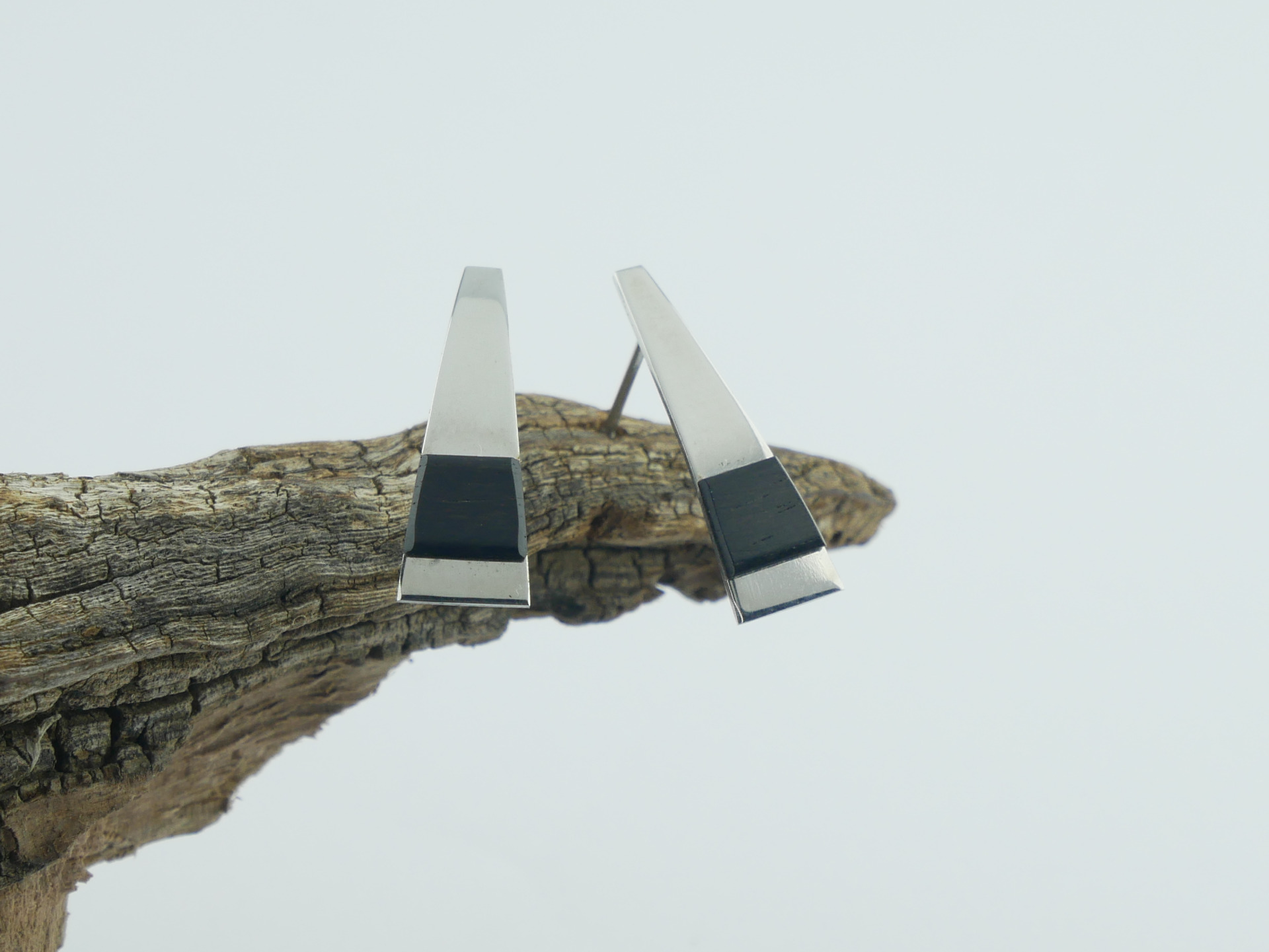 nerezové náušnice puzetové z chirurgické oceli(316L) s ebenemZOTA