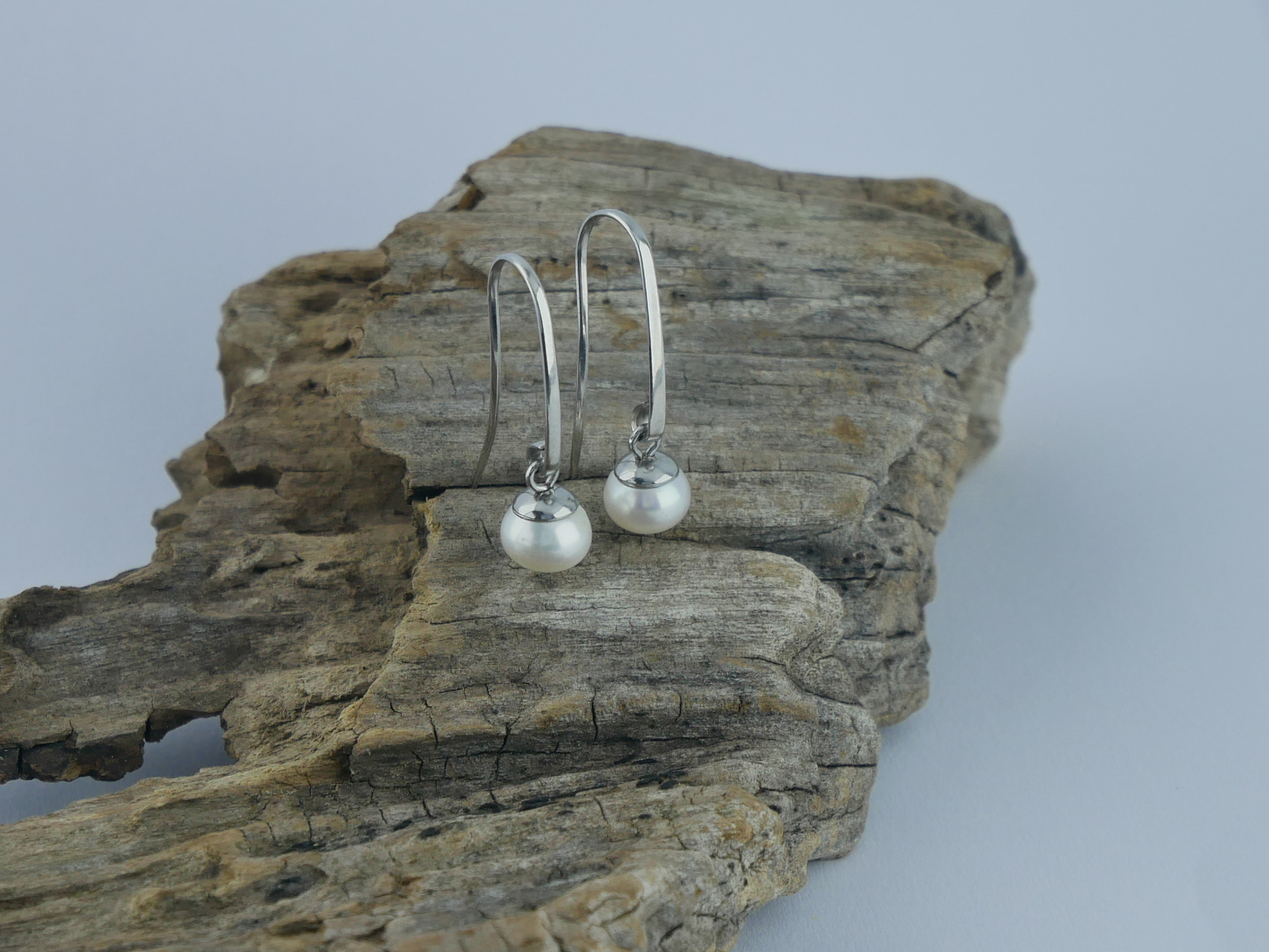 nerezové  perlové náušnice visací z chirurgické oceli(316L) ZOTA